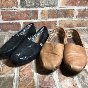 Toms Black Glitter and Bobs